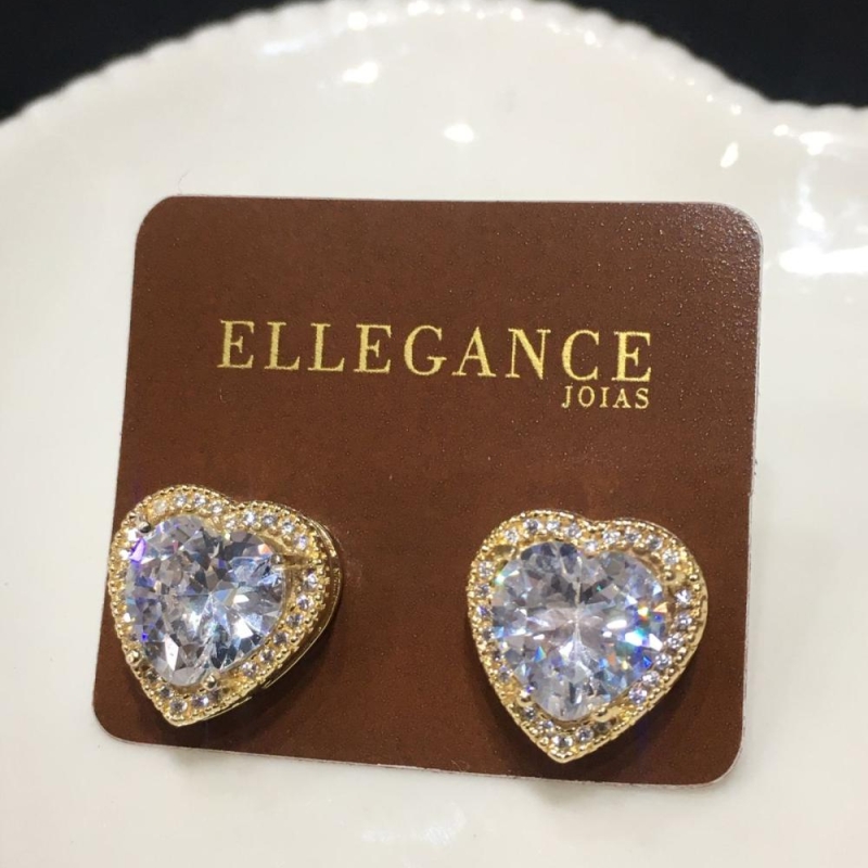 brinco coração cristal