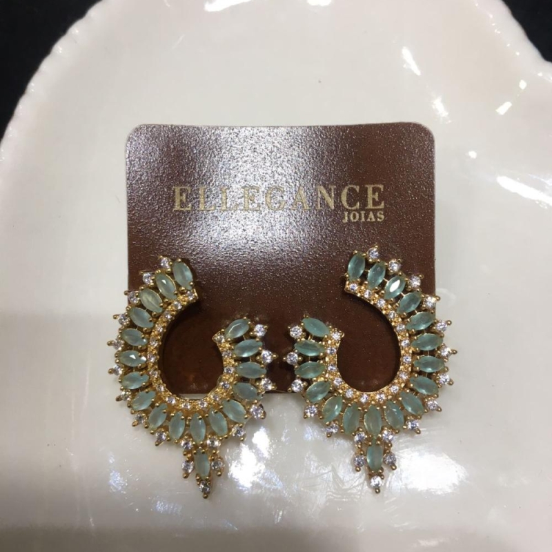 brinco espiral cristal azul claro