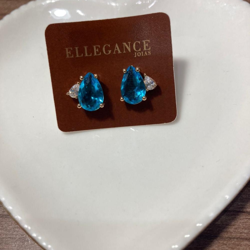 Brinco gota azul