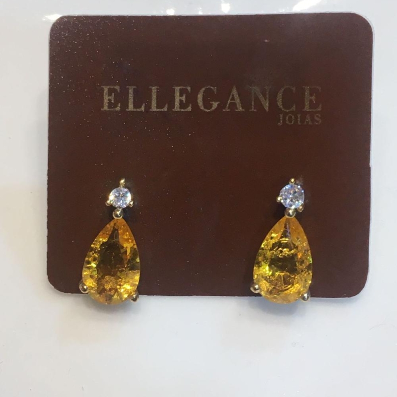 brinco pequeno cristal amarelo