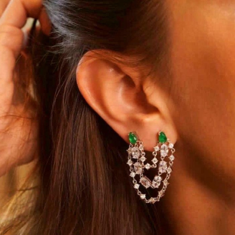 Brinco duplo cravejado