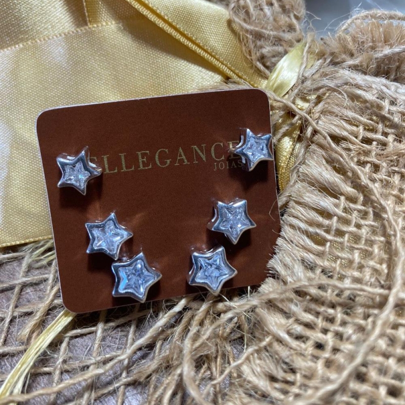 Trio brincos estrelas