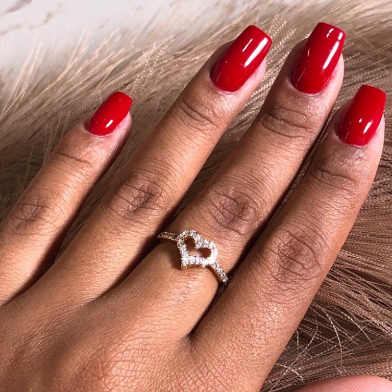 Anel coração cravejado