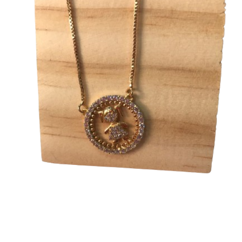 Colar veneziana com mandala menina cravejada