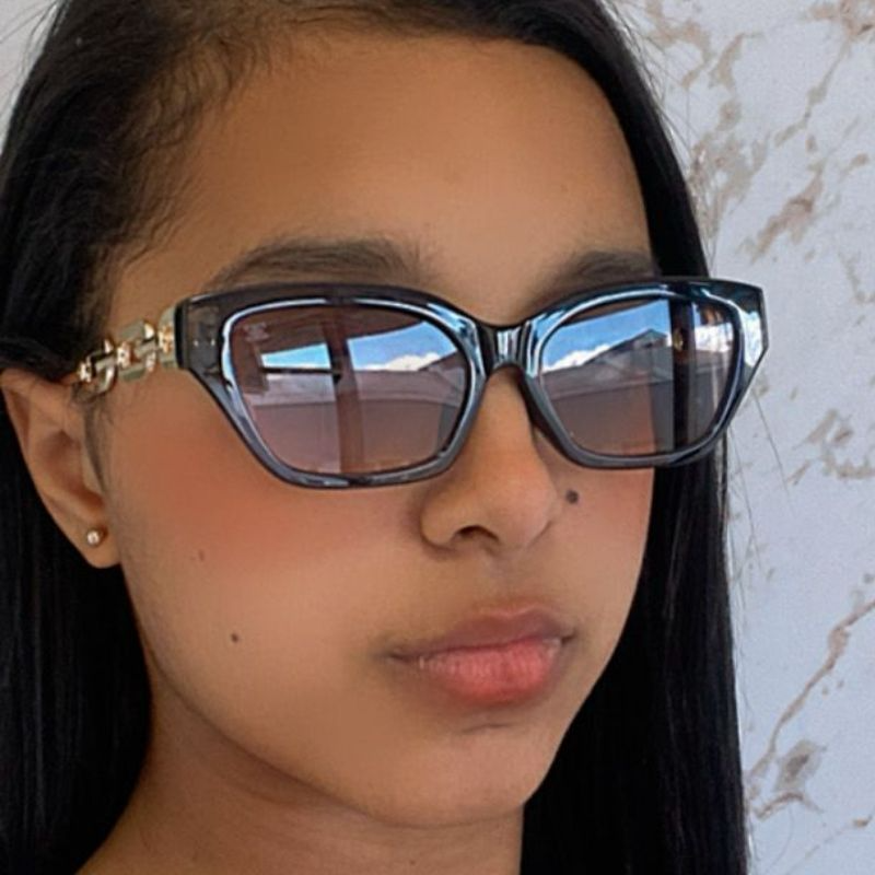 Oculos Azul com Alças corrente metal