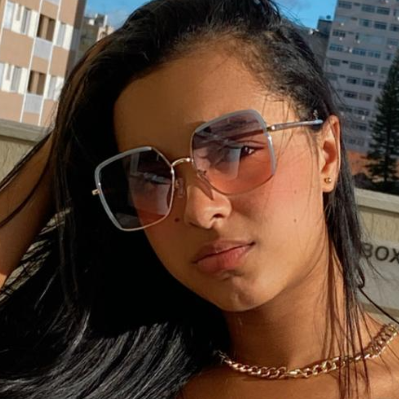 Oculos Quadrado Degrade Azul e Rosa