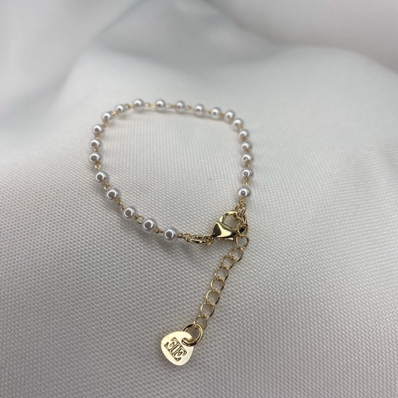 Pulseira infantil perolas com extensor