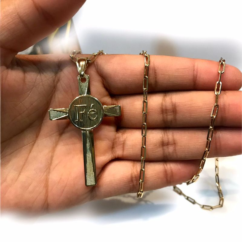 Colar Masculino Cartier Pingente Crucifixo Fé