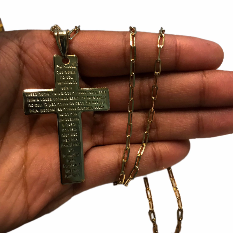 Colar Masculino Cartier Pingente Crucifixo Pai Nosso