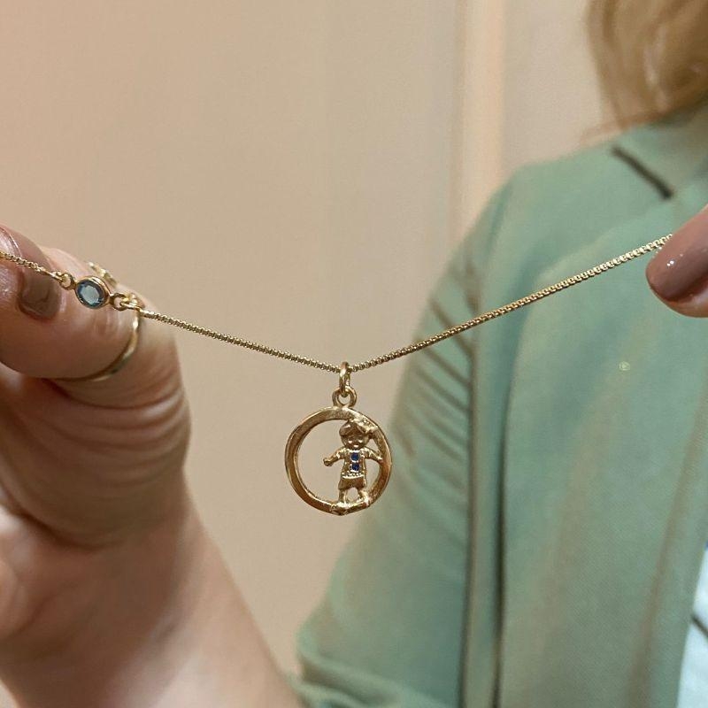 Colar Menino com Cristal Azul