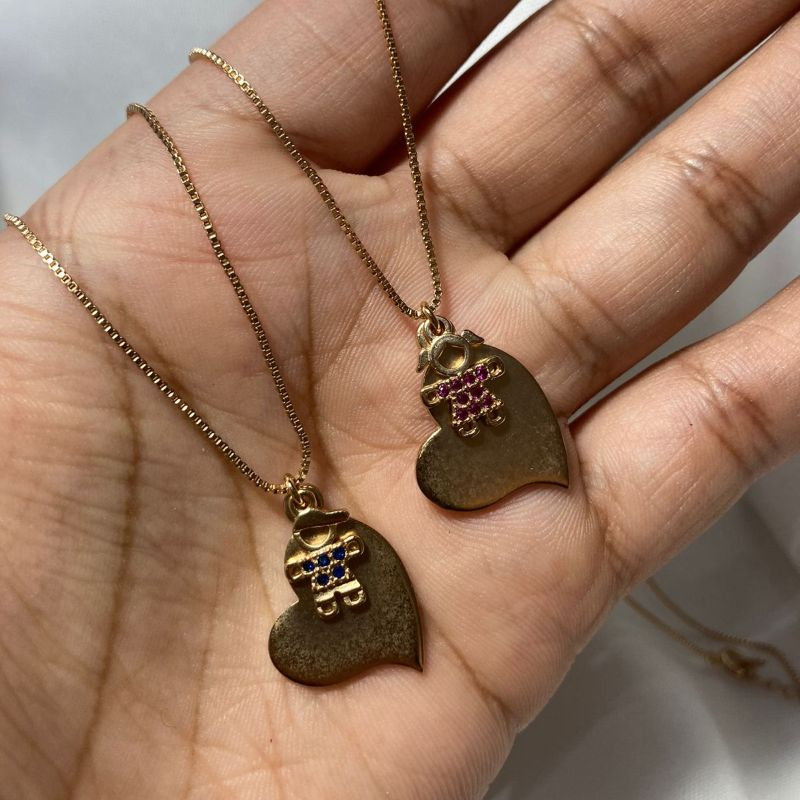 Colar Coração para personalizar  menino