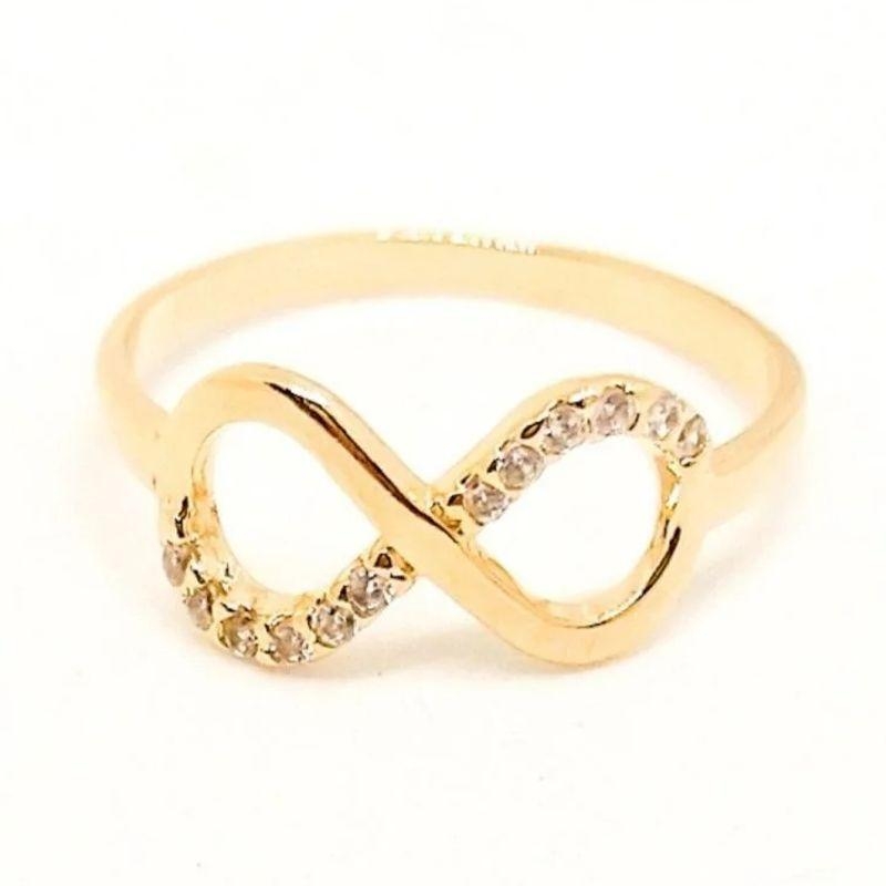 Anel Símbolo Infinito Cravejado Com Zircônias