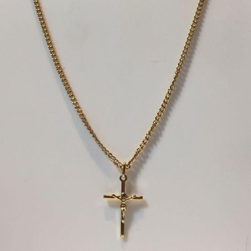 Colar Maculino Pingente Crucifixo Com Jesus