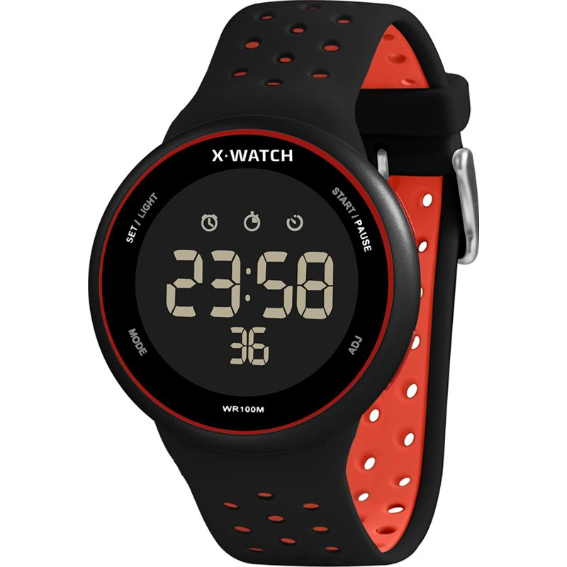 Relógio Digital Masculino Preto e Vermelho