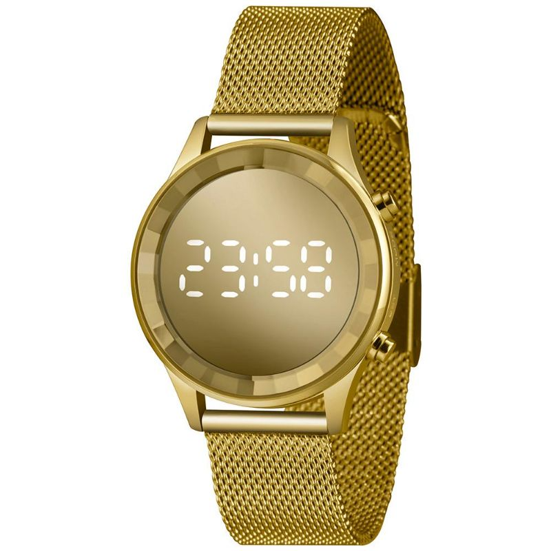 Relógio Digital dourado redondo