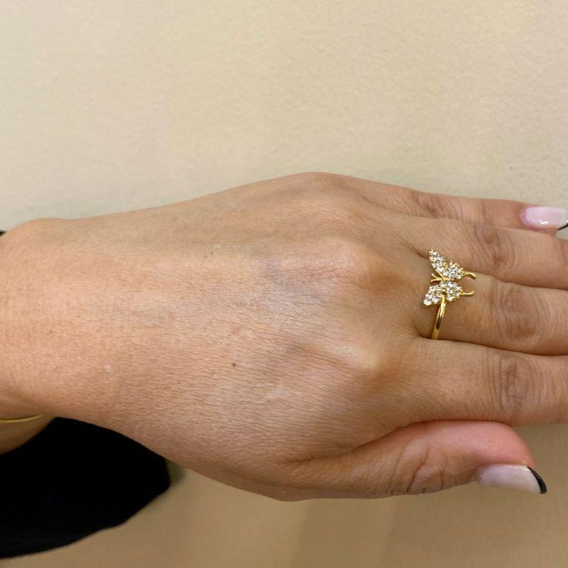 Anel borboleta com zirconia