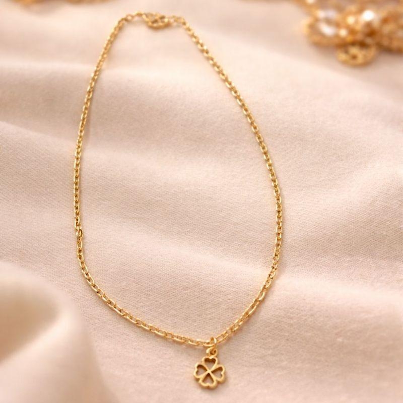 tornozeleira elo cartier com trevo