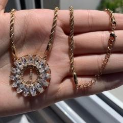 Colare com Pedras de zircônia personalizado Cordão Baiano Letra J