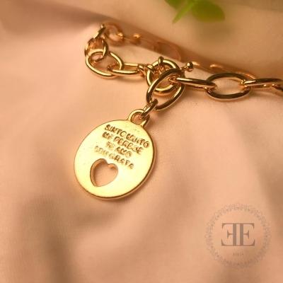 Pulseira elo com medalha sinto muito