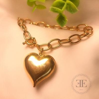 Pulseira Elos com coração metal grande