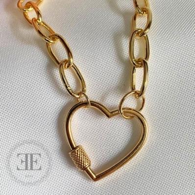 Pulseira Elos Fecho Coração Mosquetão