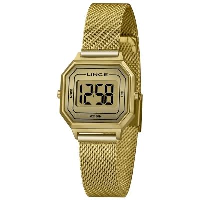 Relógio Lince Digital Dourado Fundo Dourado