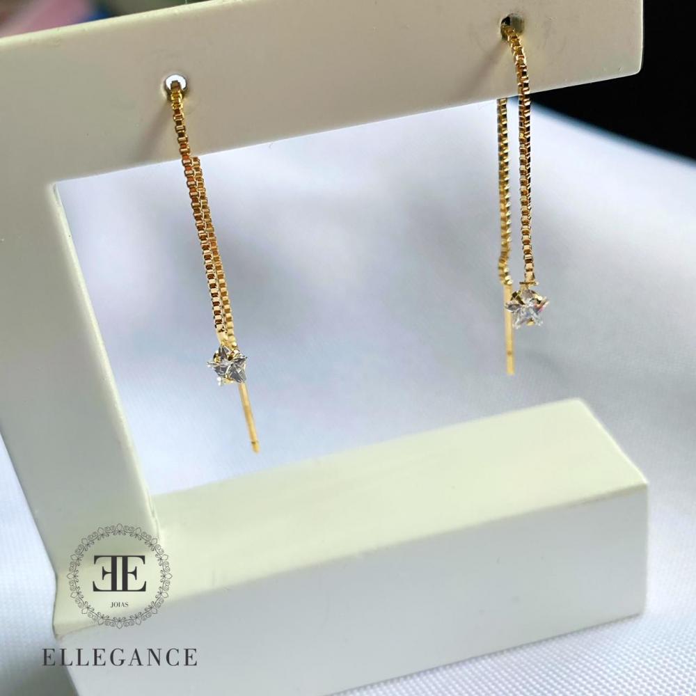 Brinco Estrela Ponto de Luz com Corrente