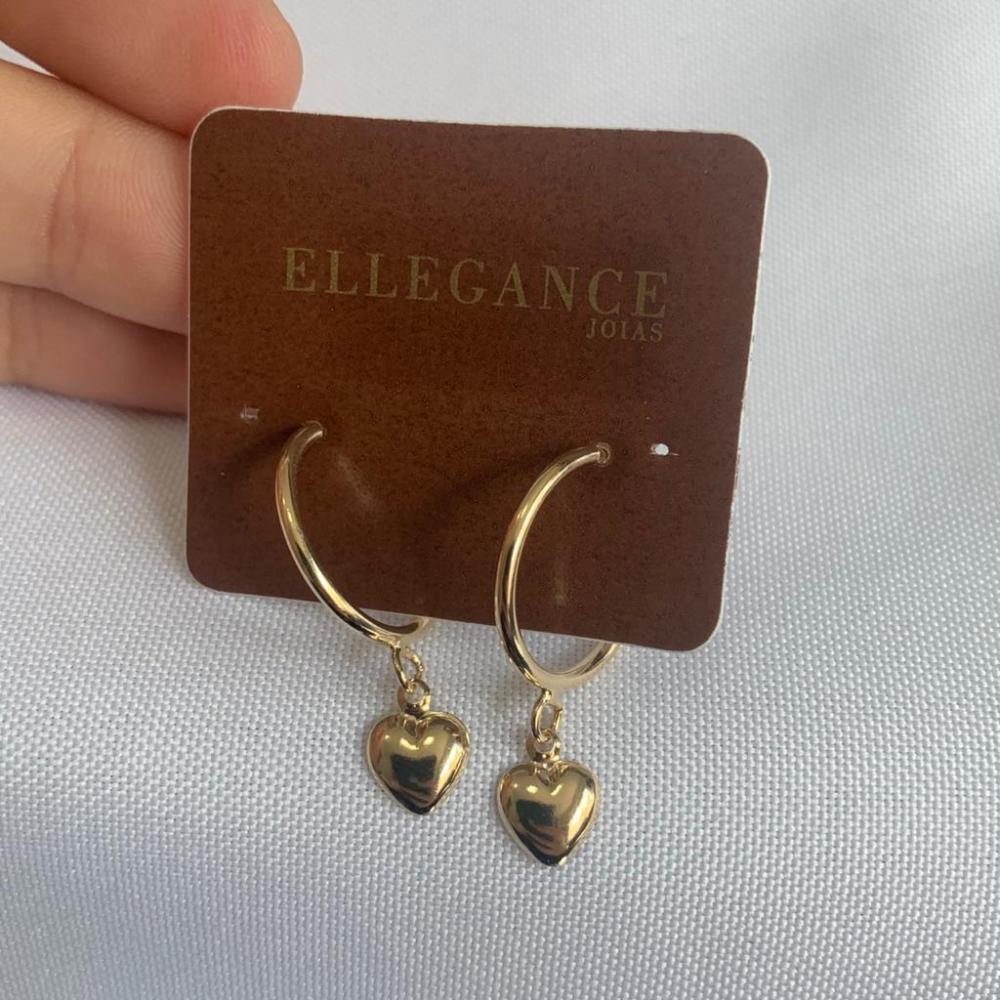 Brinco Argola com Pingente de Coração