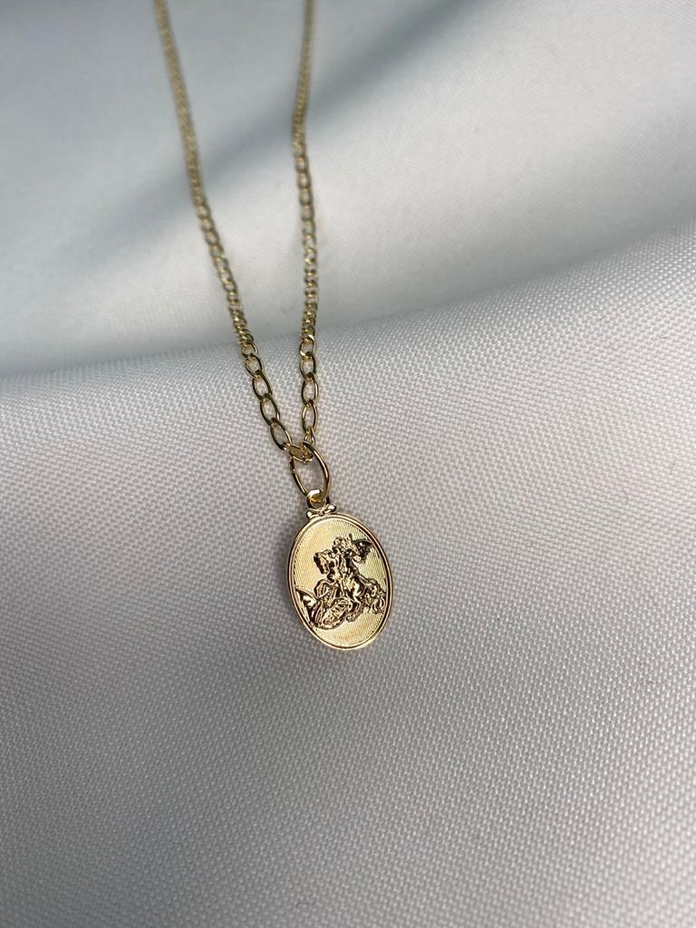 Colar Com Pingente Medalha São Jorge