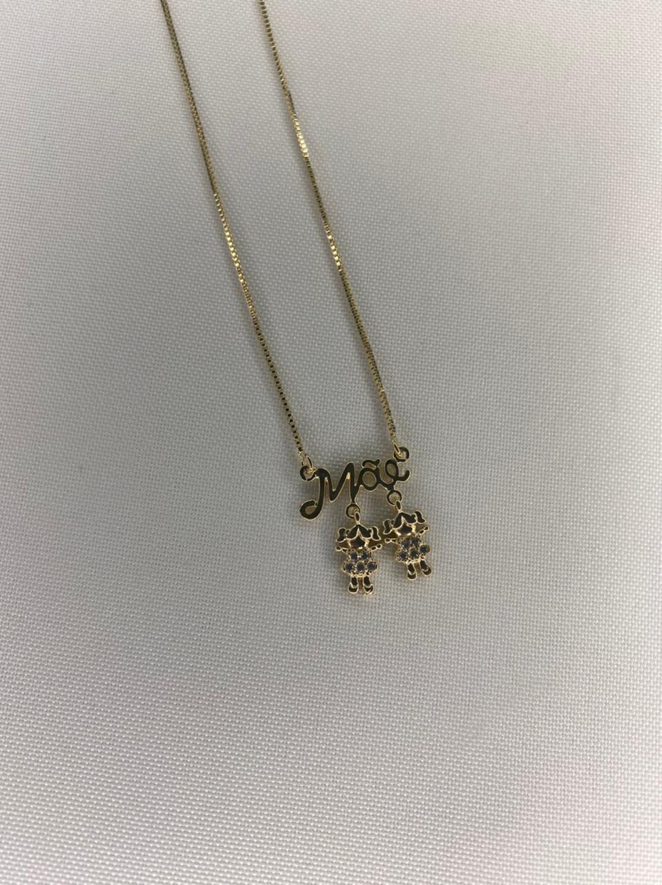 Colar Mãe com Pingente de 2 Meninas