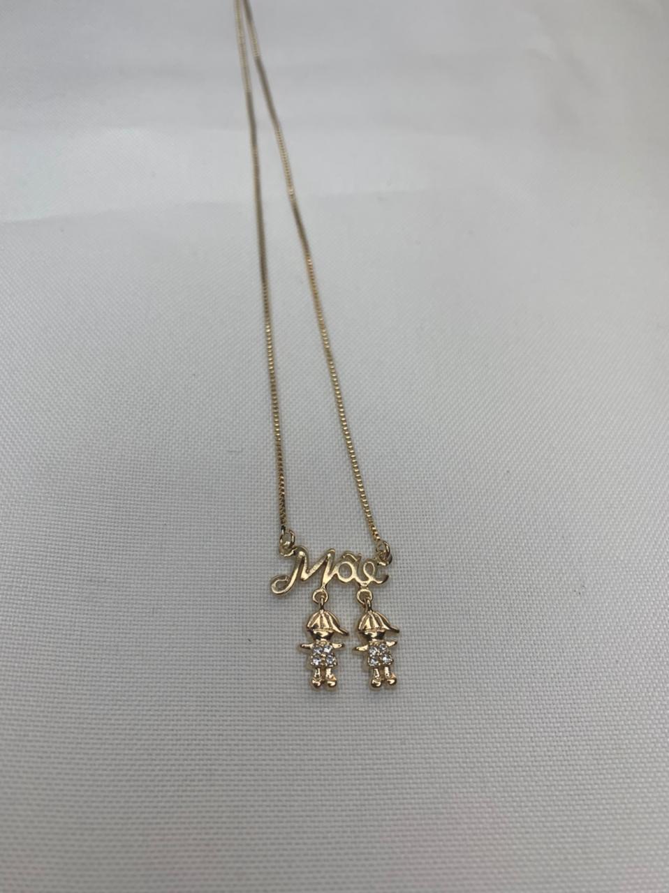 Colar Mãe com Pingente de 2 Meninos