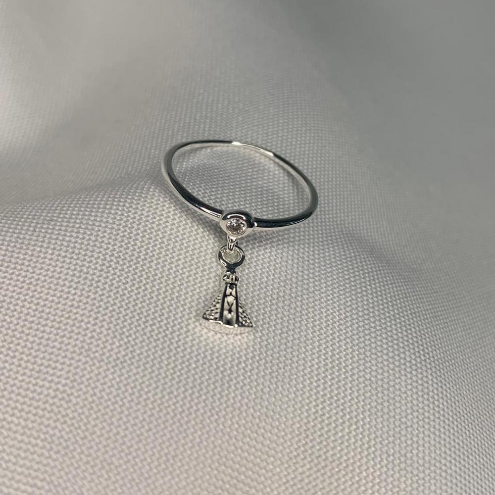 Anel com Pingente Nossa Senhora Cravejado