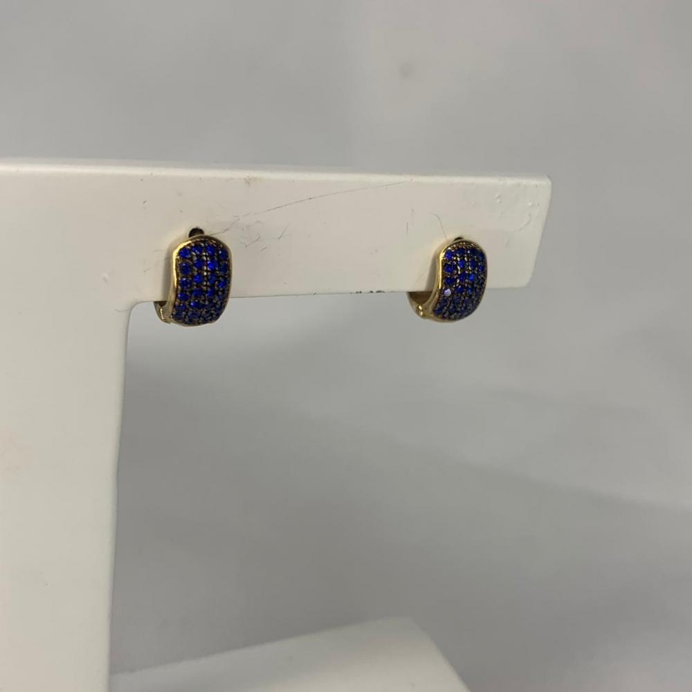 Brinco Argola Click 4 Linhas Cravejadas Azul