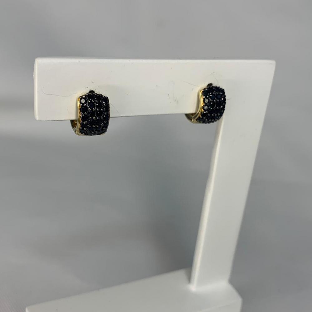Brinco Argola Click 4 Linhas Cravejadas Preto
