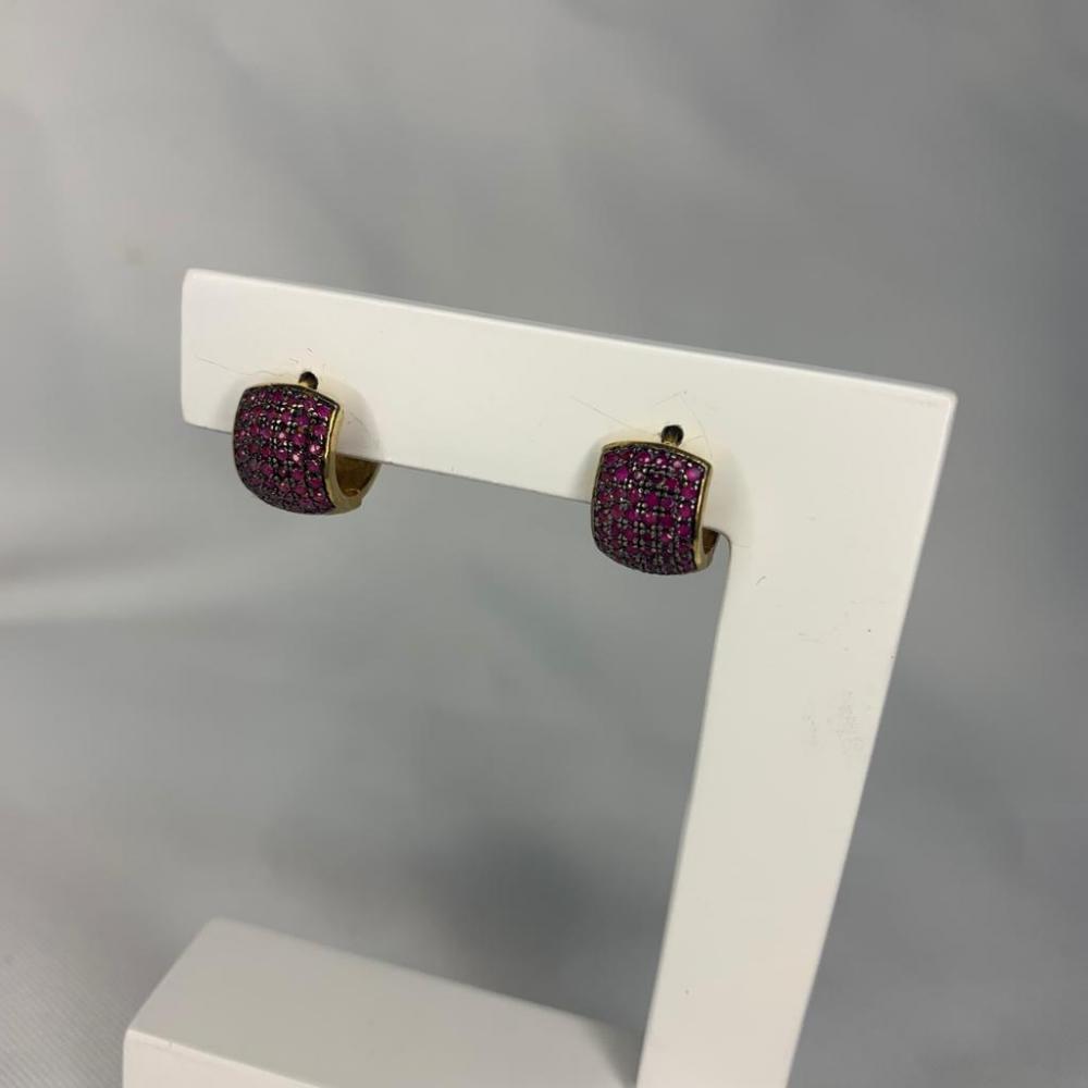 Brinco Argola Click 6 Linhas Cravejadas Rosa