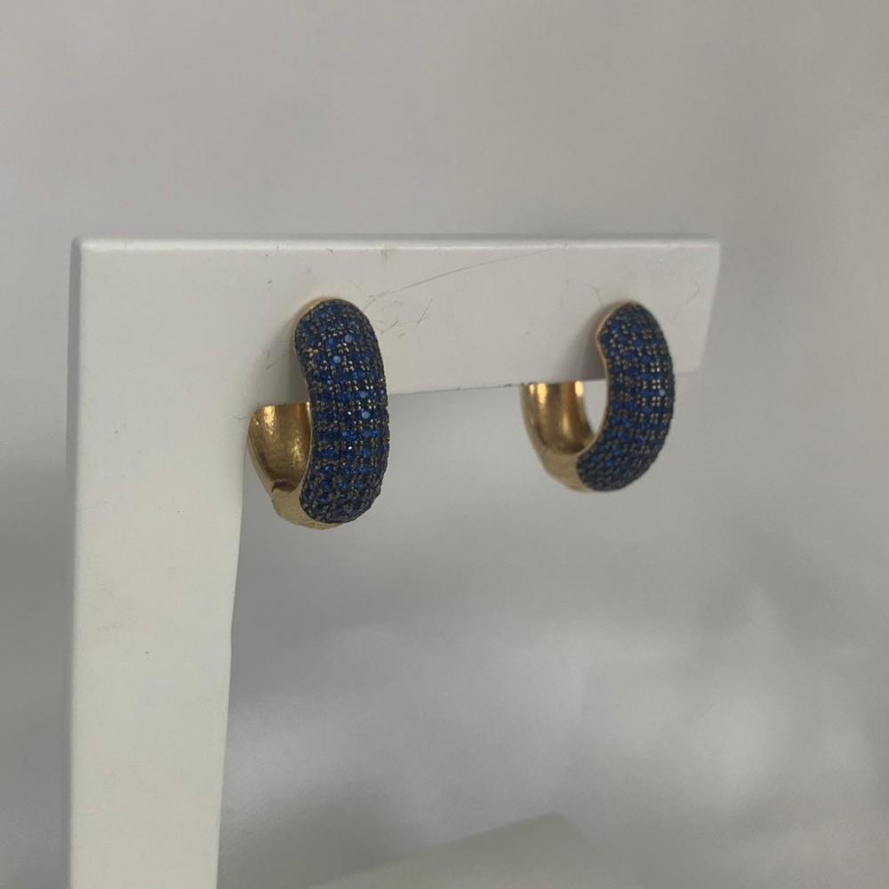 Brinco Argola Click 7 Linhas Cravejadas Azul