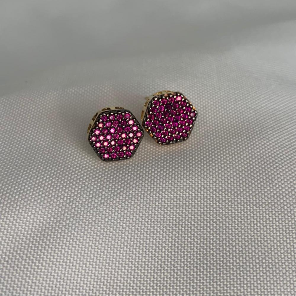 Brinco Octagonal Rosa