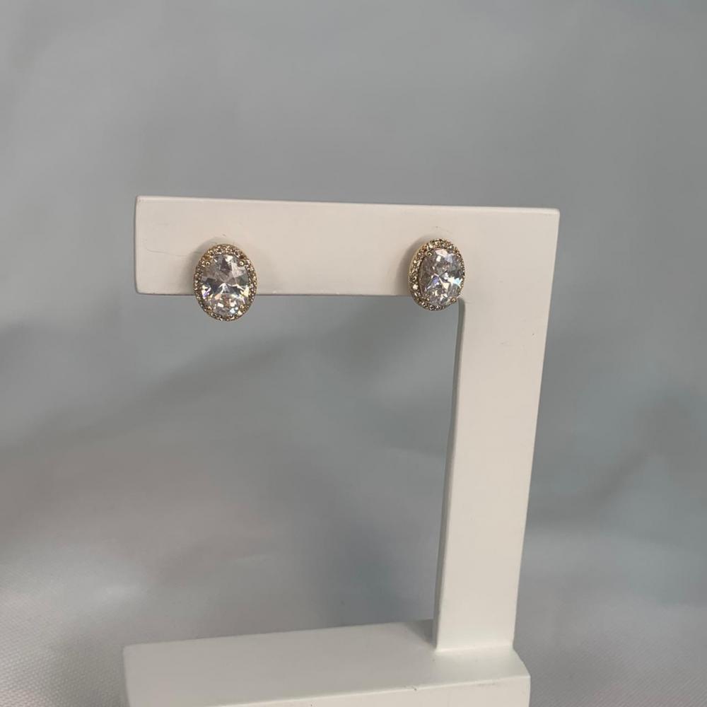 Brinco Pedra Zircônia Cravejado na Volta 4 Garras