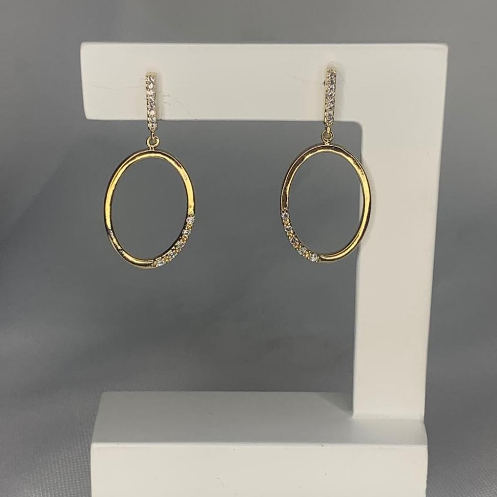 Brinco Linha Cravejada com Circulo Cravejado