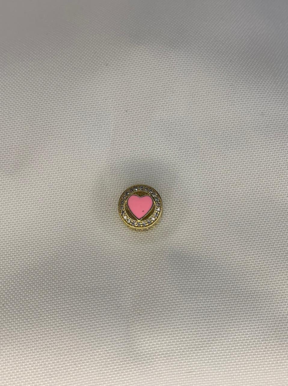 Círculo Cravejado com Coração Rosa