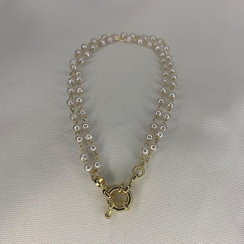 Pulseira 2 Linhas de Perolas Fecho Boia