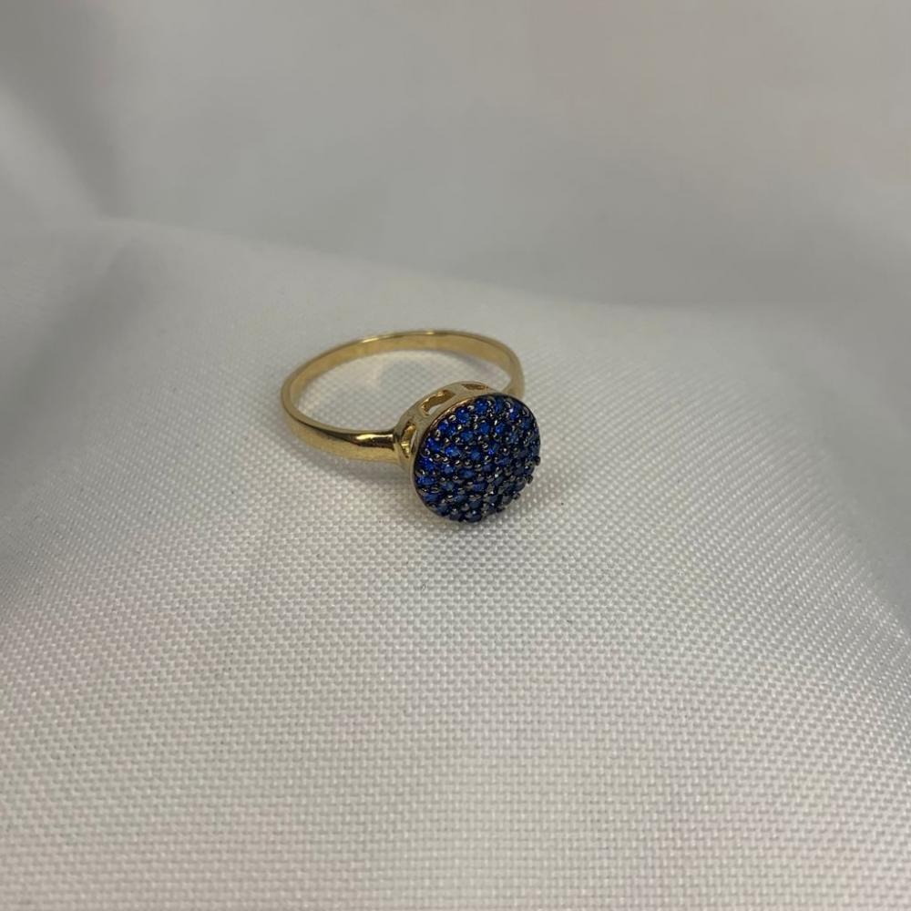 Anel Chuveiro Redondo Cravejado Azul