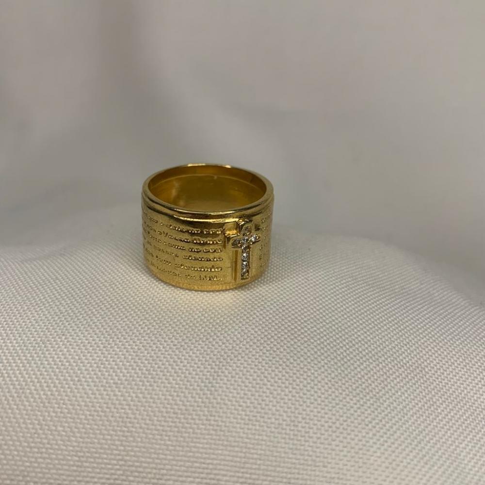 Anel Pai Nosso com Cruz Cravejada