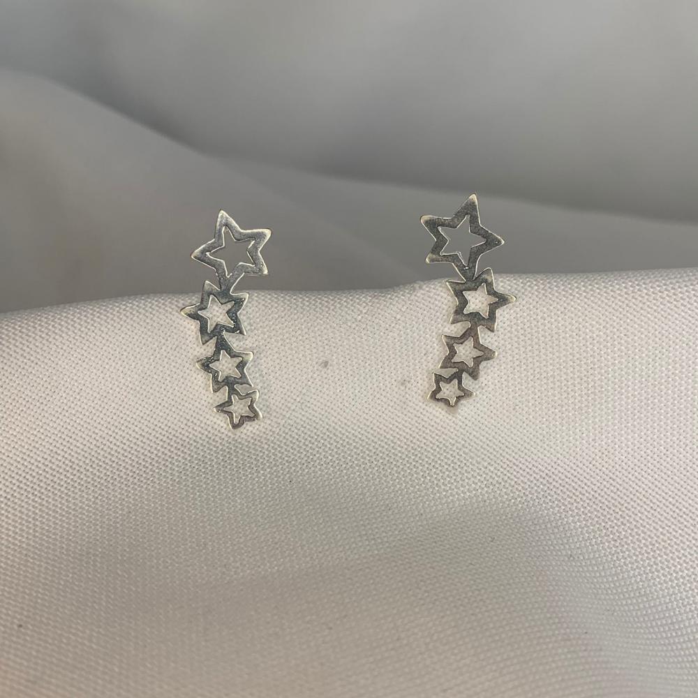 Brinco Ear Cuff 4 Estrelas Vazadas