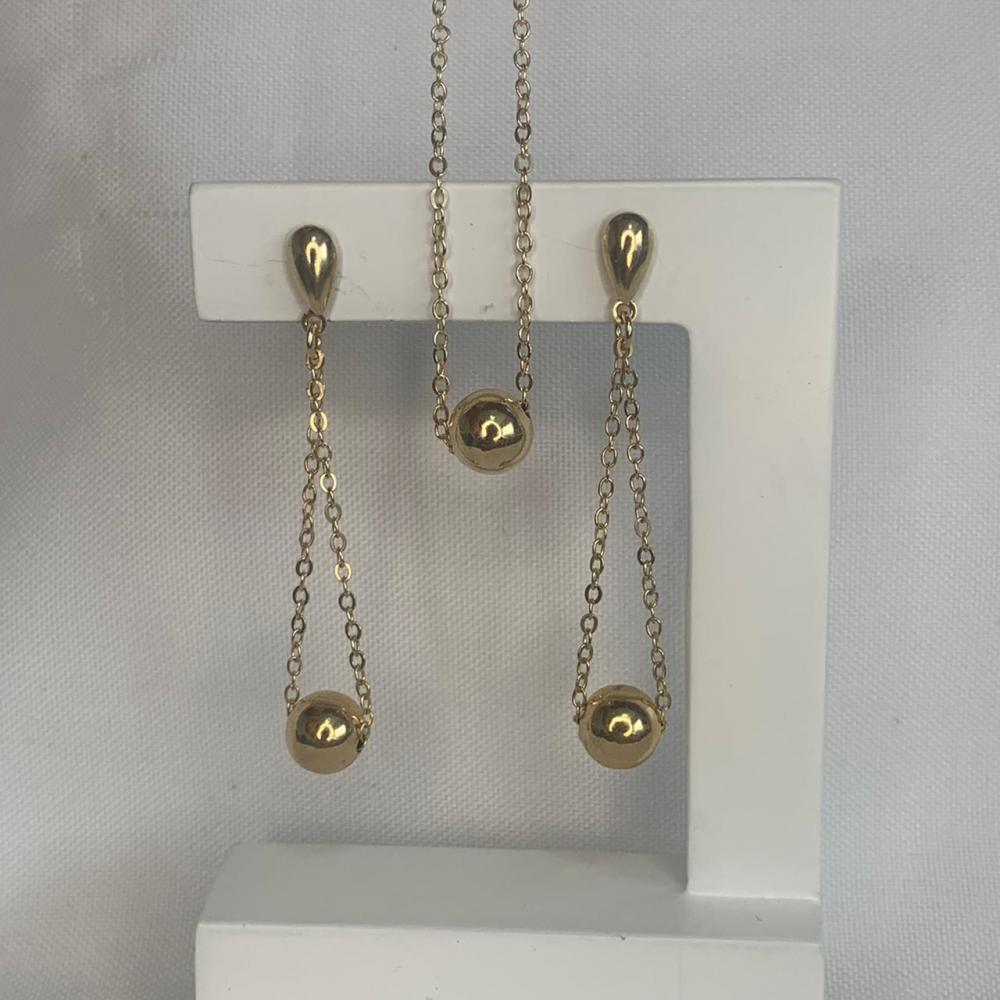 Conjunto Colar e Brinco Bolinha Lisa