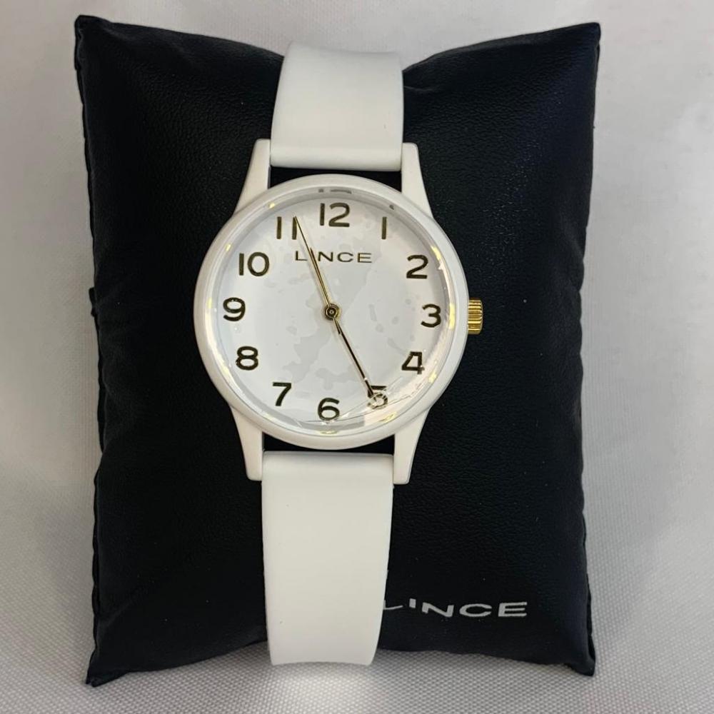 Relógio Lince Branco com Pulseira de Borracha Ponteiro