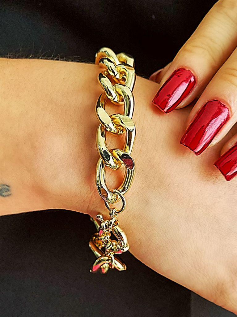 Pulseira corrente grossa amarela