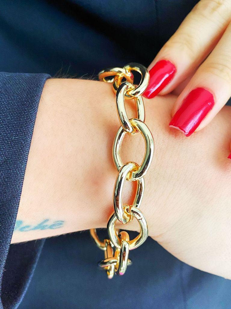 Pulseira Corrente grossa oval amarela