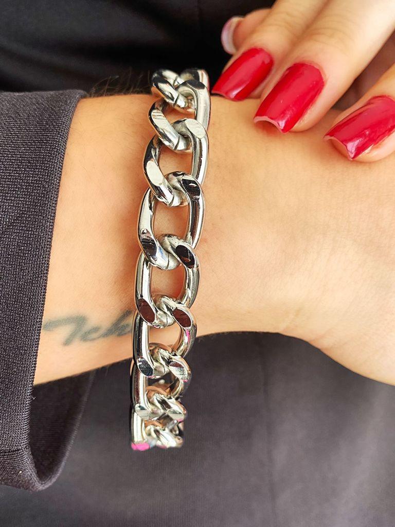 Pulseira corrente grossa prata
