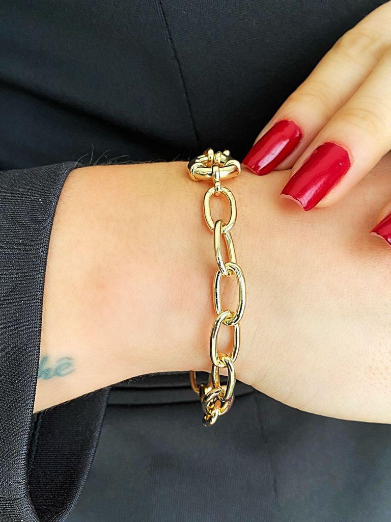 Pulseira corrente oval pequena amarela